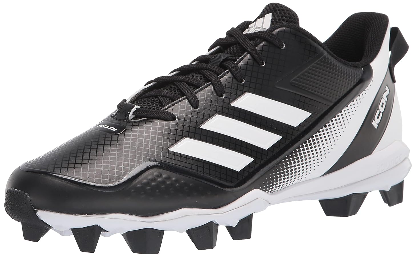 adidas Men's Icon 7 MD Baseball Shoe, Black/White/White, 6.5